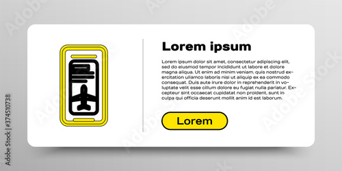 Line Smartphone with electronic boarding pass airline ticket icon isolated on white background. Passenger plane mobile ticket for web and app. Colorful outline concept. Vector.