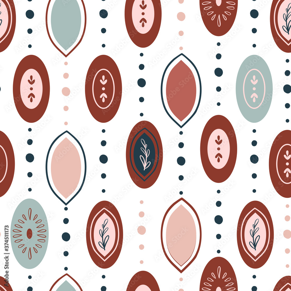 Bohemian, modern boho chic seamless pattern with hand drawn flowers ...