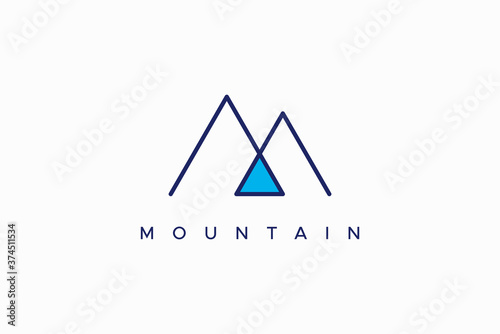 Abstract Mountain Logo. Geometric Line Initial Letter M isolated on White Background. Flat Vector Logo Design Template Element