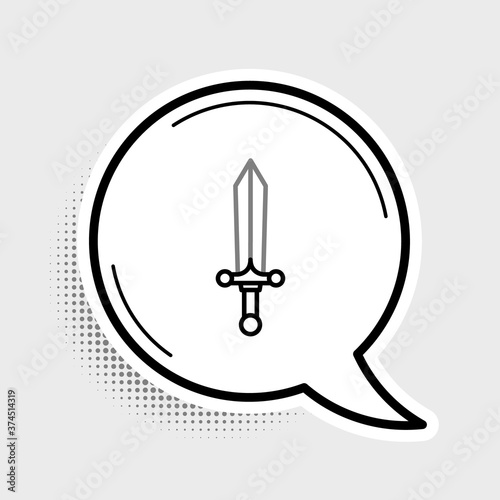 Line Medieval sword icon isolated on grey background. Colorful outline concept. Vector.