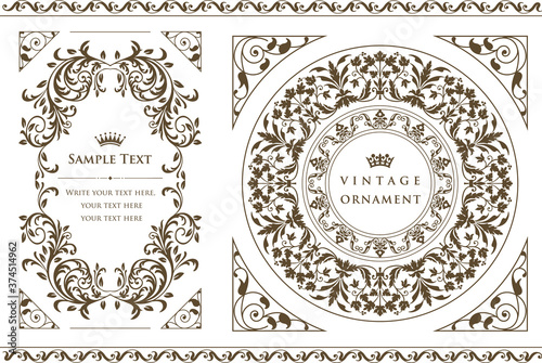Vintage ornament set. borders and frames. 