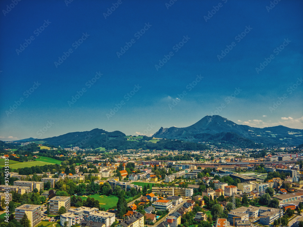 Salzburg aerial view of the mountains