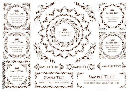 Vintage ornament set. borders and frames. 