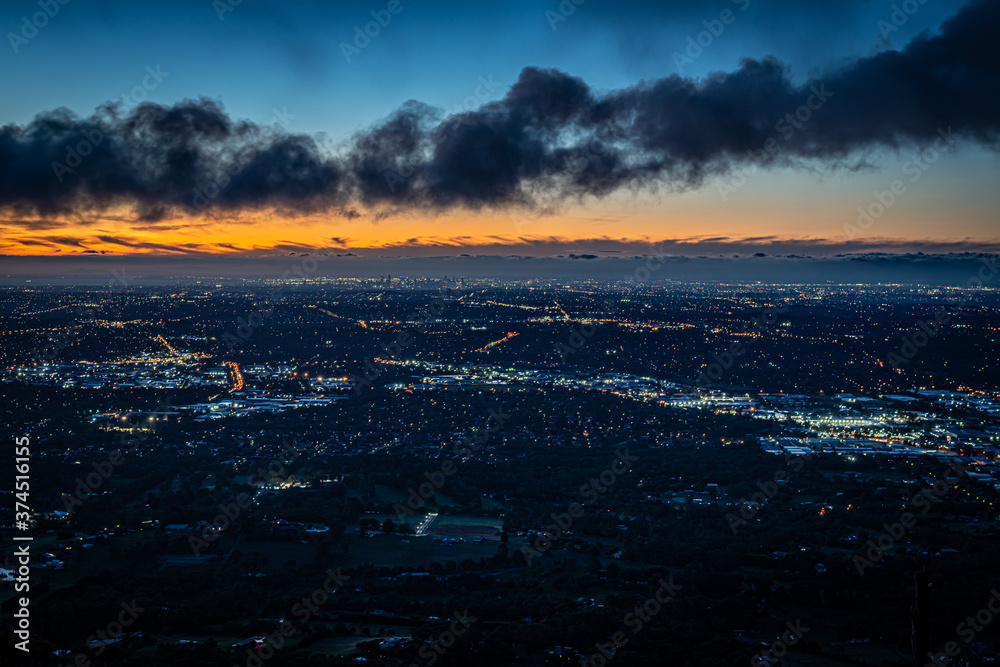 sunset over the city