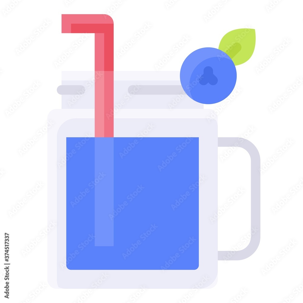 Blueberry smoothie icon, Summer vacation related vector