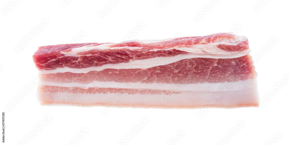 Piece of fresh pork belly on white background Piece of fresh pork belly on white background
