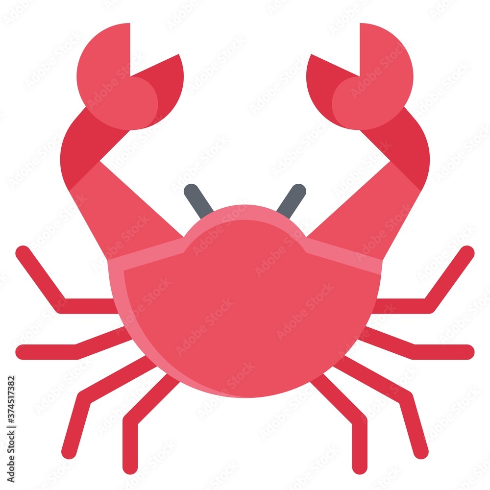 Fototapeta premium Crab icon, Summer vacation related vector