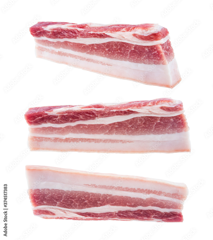 Fresh pork belly on white background Fresh pork belly on white background