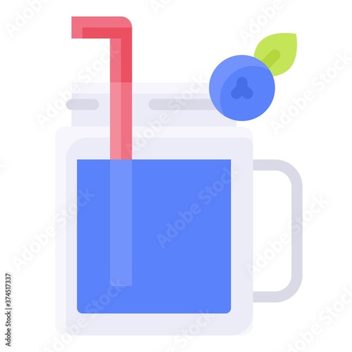 Blueberry smoothie icon, Summer vacation related vector