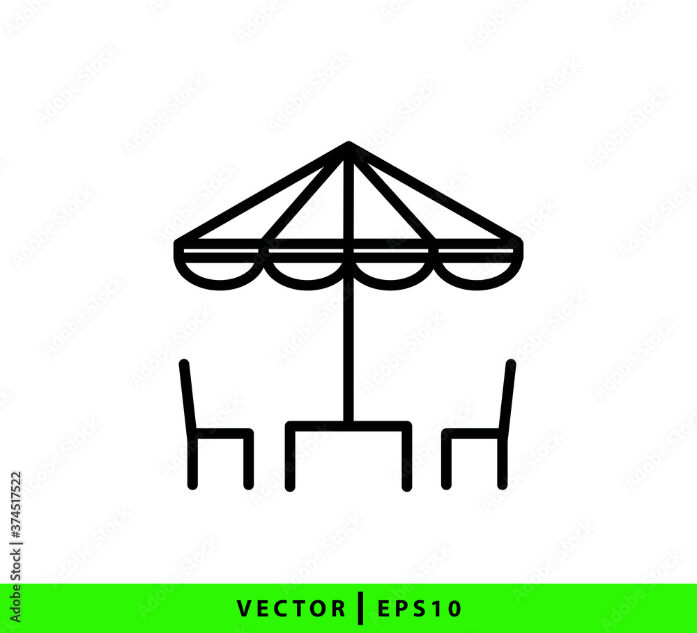 Umbrella and cafe table icon vector logo design template