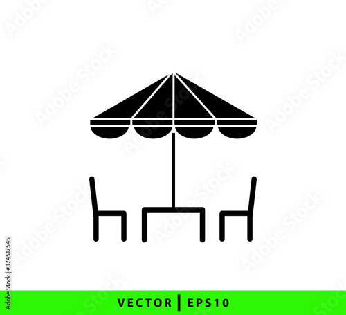 Umbrella and cafe table icon vector logo design template
