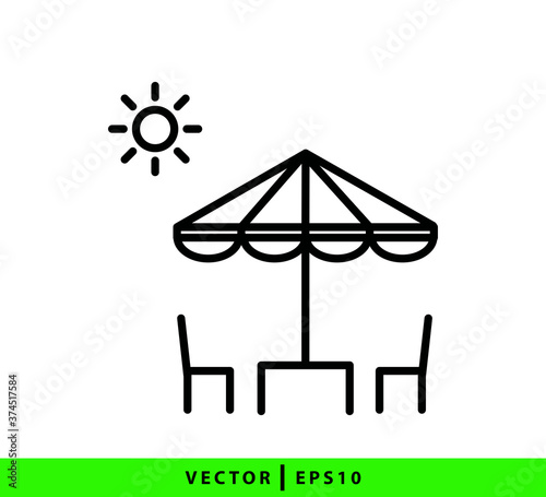 Umbrella and cafe table icon vector logo design template