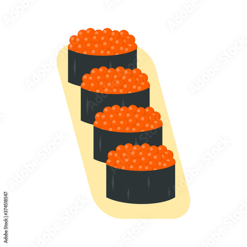 Ikura sushi, salmon caviar sushi, salmon roe sushi