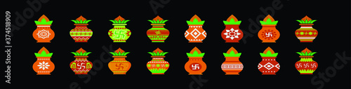 set of kalash cartoon icon design template with various models. vector illustration