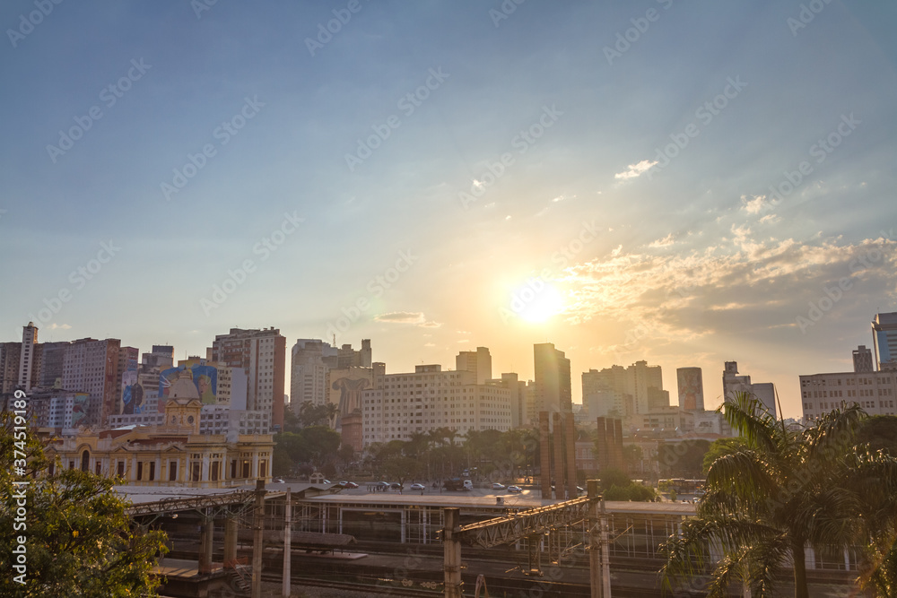 Belo Horizonte downtown skyline at sunset