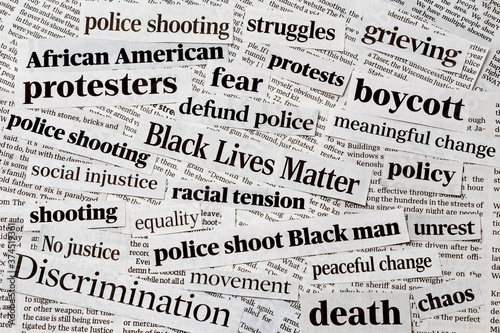 Картината върху платно Black lives matter protests newspaper headlines