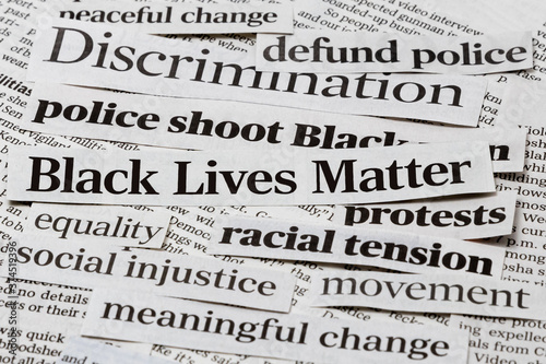 Slika na platnu Black lives matter protests newspaper headlines