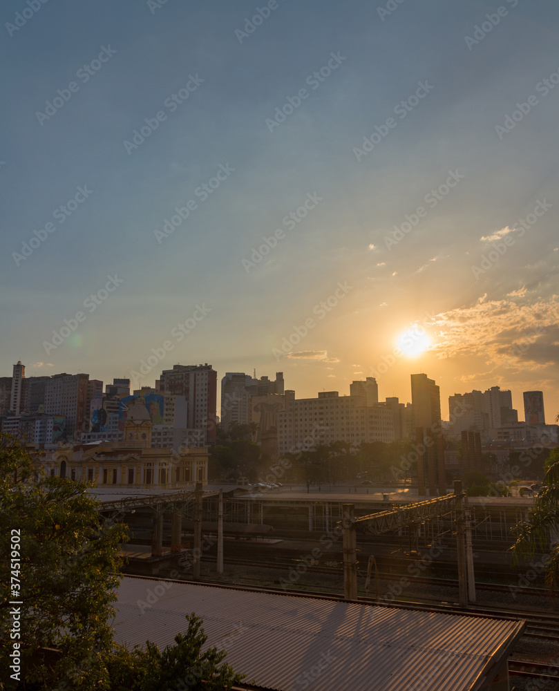 Belo Horizonte downtown skyline at sunset