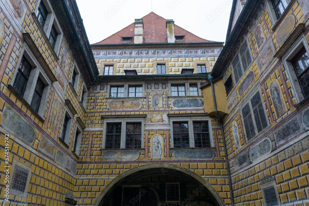 Fototapeta premium Interior court wall decoration in the Cesky Krumlov castle