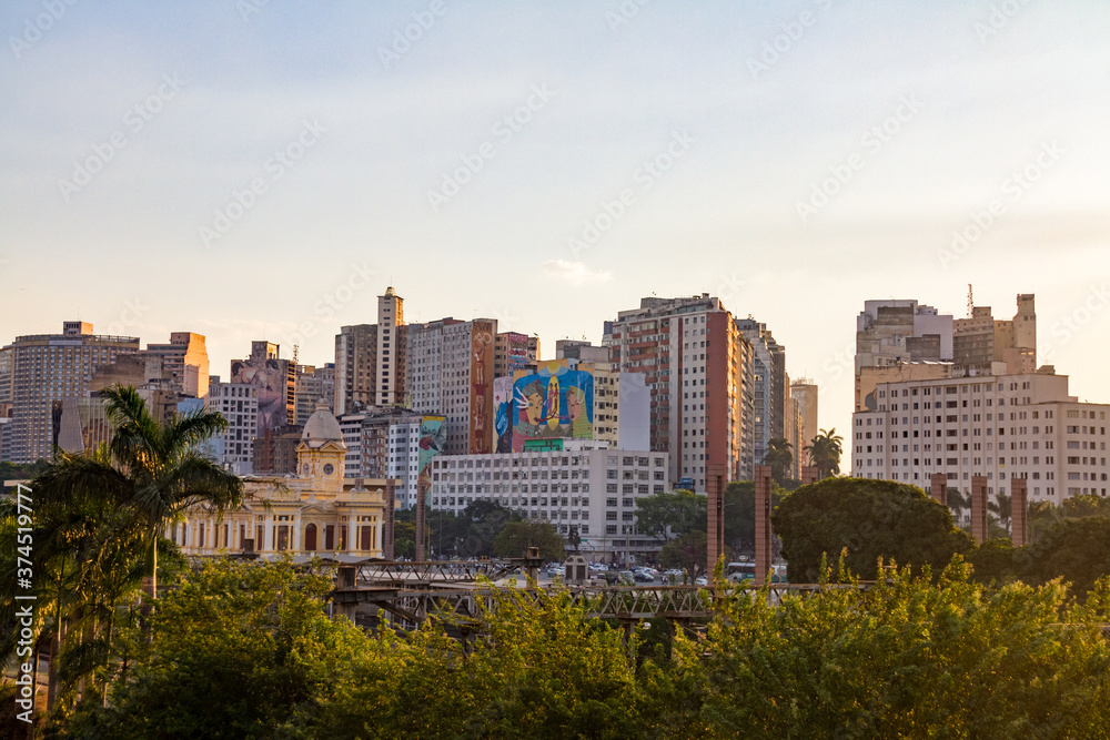 Belo Horizonte downtown skyline at sunset