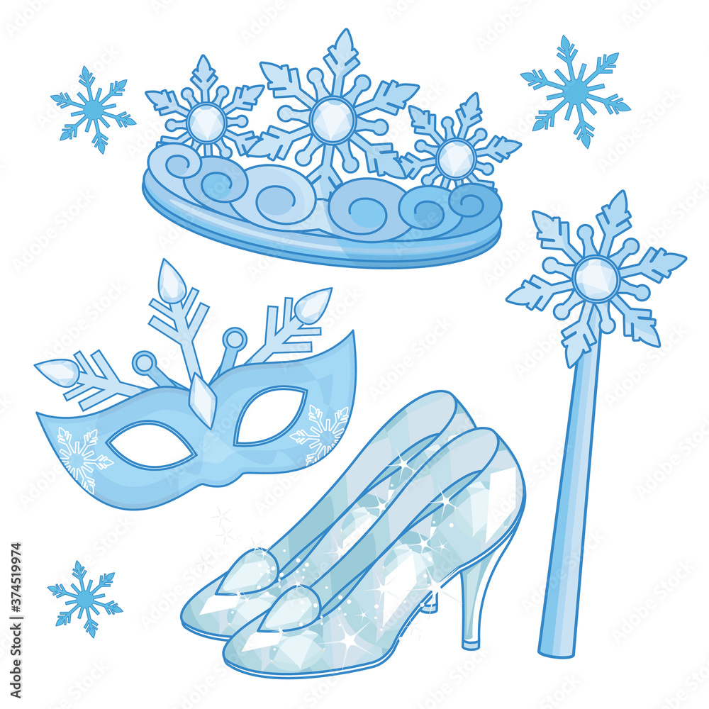 Snow Queen Accessories isolated on white background Stock Vector | Adobe  Stock