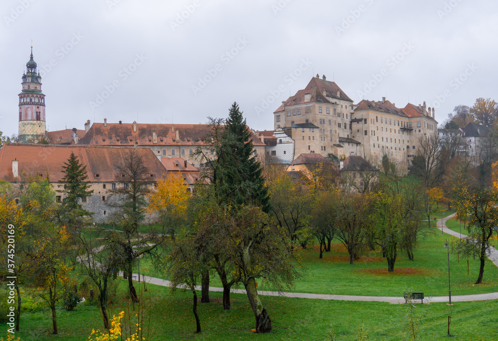 The Cesky Krumlov castle seen from the back side