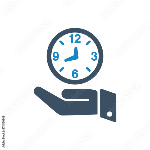Clock hand time management icon vector illustration