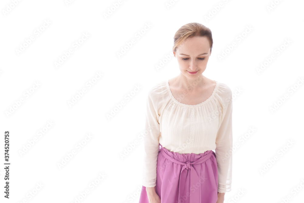 お辞儀をする若い女性 お辞儀をする若い女性