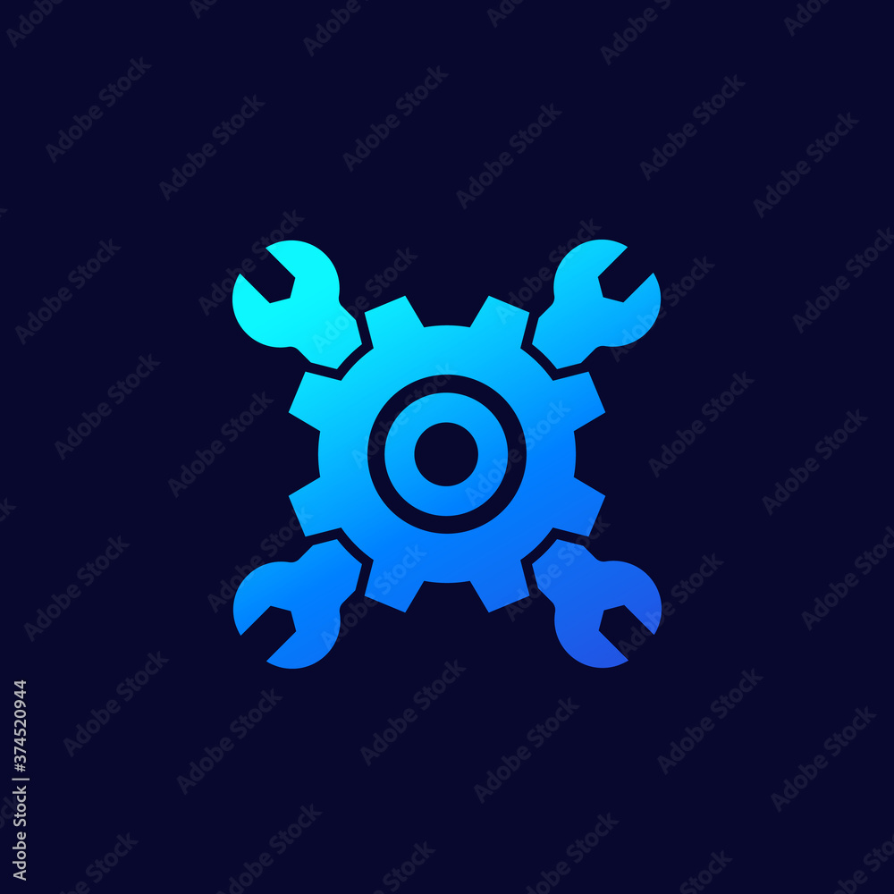 gear and wrenches vector icon