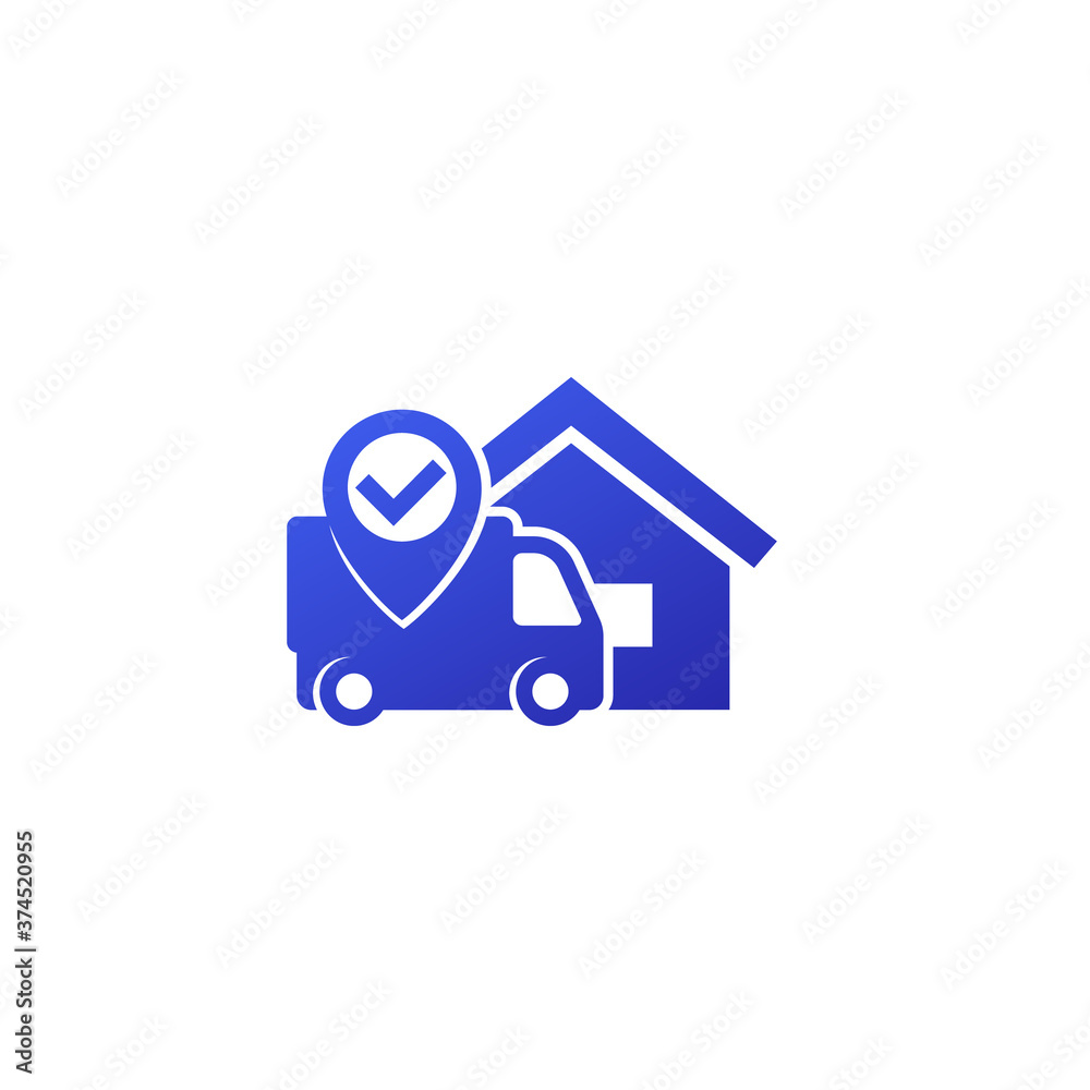 Home delivery icon on white Home delivery icon on white