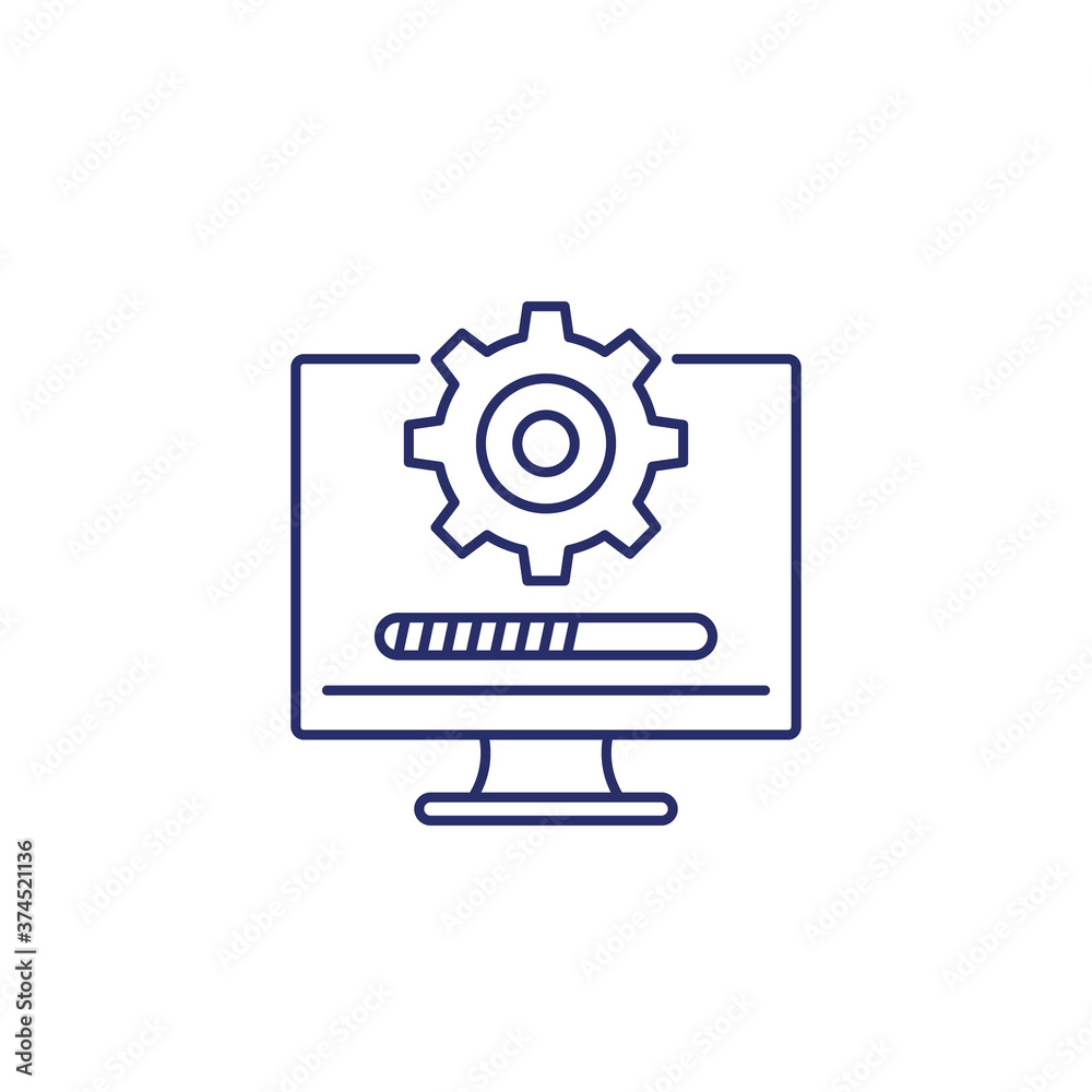 update, software line icon on white update, software line icon on white