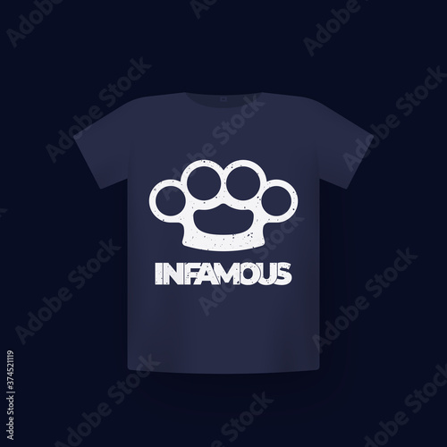 t-shirt print with knuckles, infamous vector design