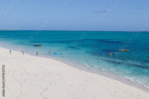 Panoramic view of the white sand beach of salary bay Bathed by a stunning sea, Ankasy, Tulear, Madagascar photo