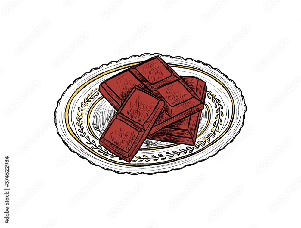 Illustration of A plate of chocolate
