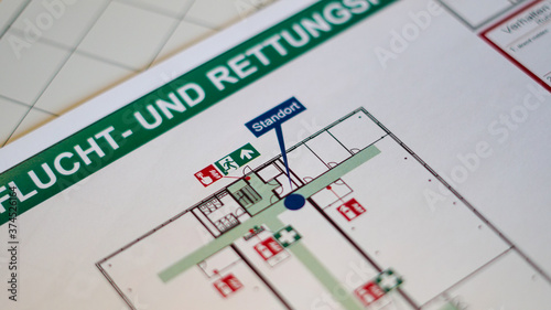 Obraz w ramie Flucht- und Rettungsplan