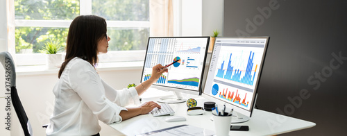 Analyst Women Looking At KPI Data