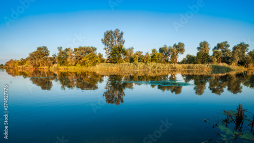 Big tranquil lake near green woods. © YouraPechkin