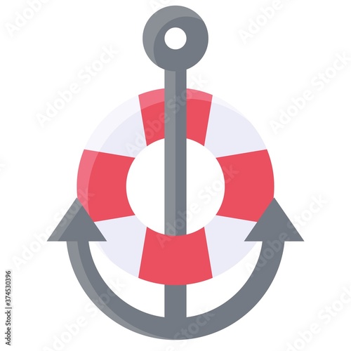 Anchor with lifebuoy icon, Summer vacation related vector