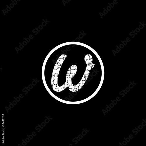 Letter W brick icon isolated on dark background