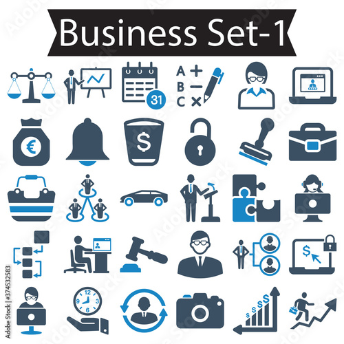 Business set-1 Blue series icon (vector illustration)