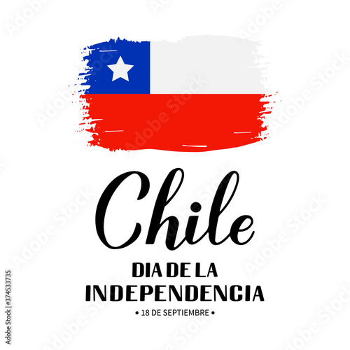 Chile Independence Day calligraphy lettering in Spanish. Chilean holiday celebrated on September 18. Vector template for typography poster, banner, greeting card, flyer, etc.