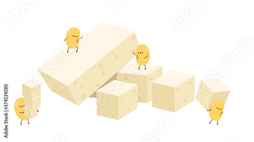 Soybean vector. Soybean character design. Soybean and tofu vector.