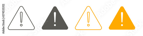 Exclamation of warning attention icon, warning signs set. Vector illustration. photo