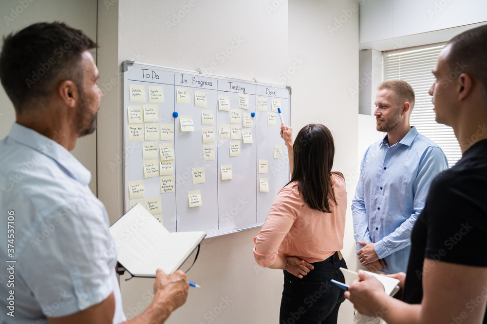 Obraz premium Kanban White Board Task Plan