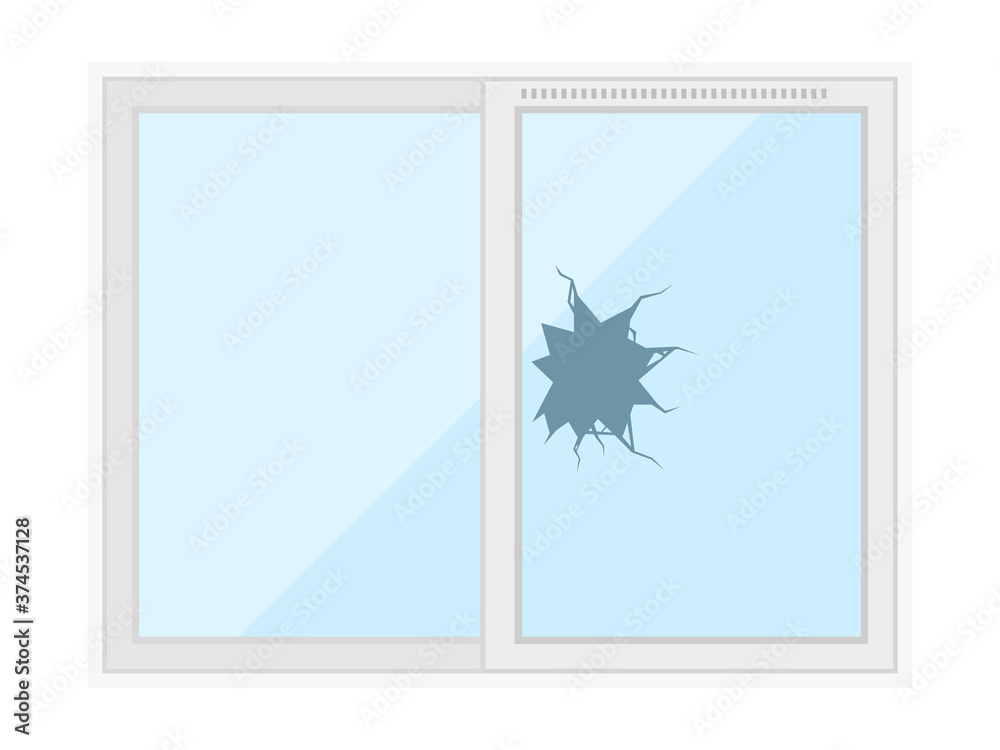 空き巣に入られた窓ガラスのイラスト Stock Vector Adobe Stock