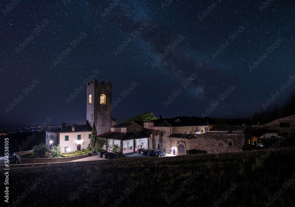Italian Church/Castle at night under Milky Way