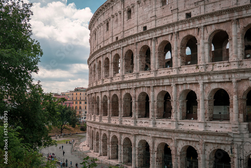The Roman Coliseum in Rome, Italy is a famous tourist destination.