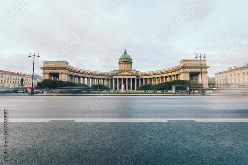 Kazan cathedral in the early morning in Saint Petersburg, Russia. Horizontal image.