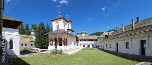 Sinaia, Romania, 7,2019: Monastery founded by Prince Mihail Cantacuzino in 1695 photo