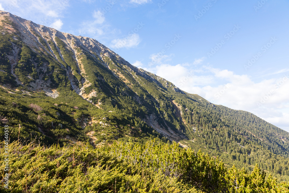 Beautiful authentic rocky landscape of the Pyrenees. Bulgaria. Natural mountain landscape as background.